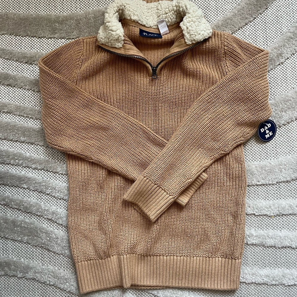 Tan Half-Zip Sweater for Boys